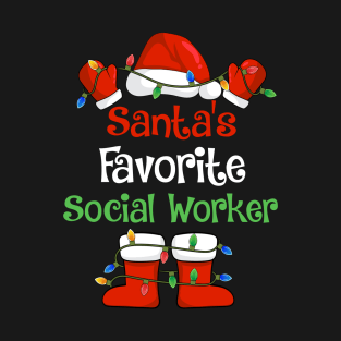 Santa's Favorite Social Worker Funny Christmas Pajamas T-Shirt