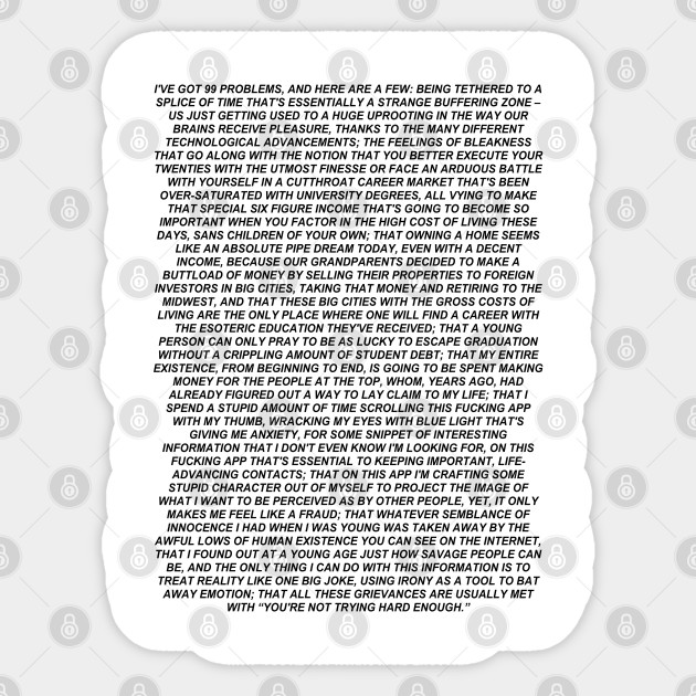 Millennial Problems Black Aesthetic Sticker Teepublic