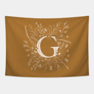 Botanical Letter G (Mustard Yellow) Tapestry