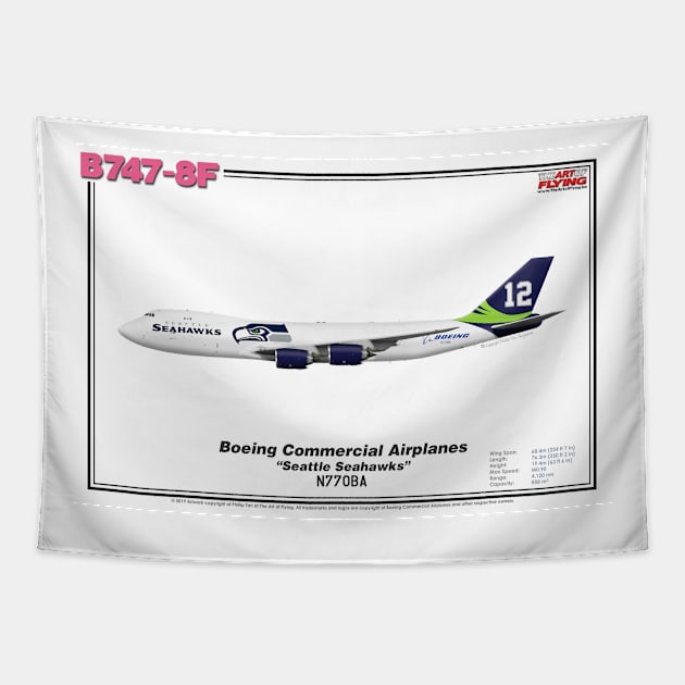 Boeing B747-8F - Boeing "Seattle Seahawks" (Art Print) Tapestry by TheArtofFlying