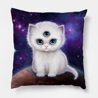 Three Eyed Space Cat Pillow