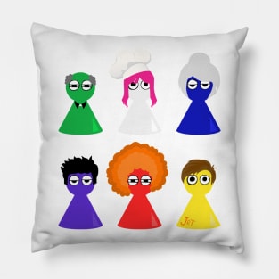 Reimagined Cartoon Game Pieces Pillow