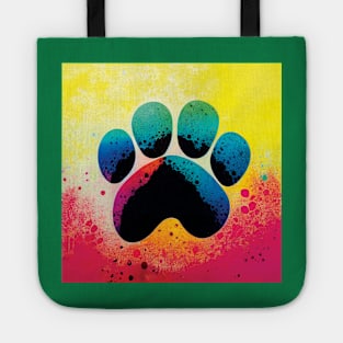 Colourful Splatter Art Paw Print Design Tote