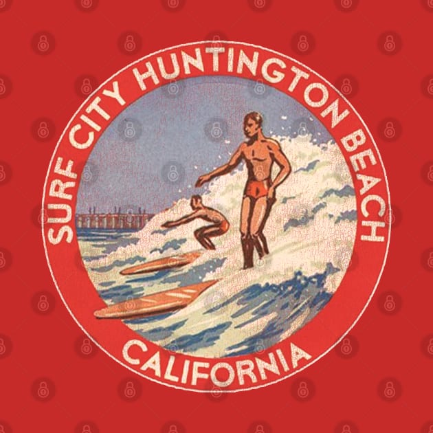 Retro Huntington Beach CA 70s Surf City Souvenir by darklordpug