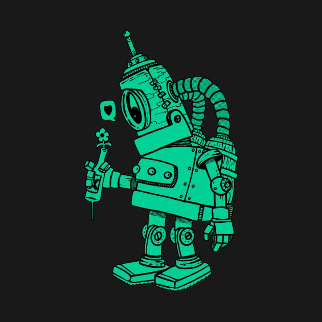 green robot in love by manuvila
