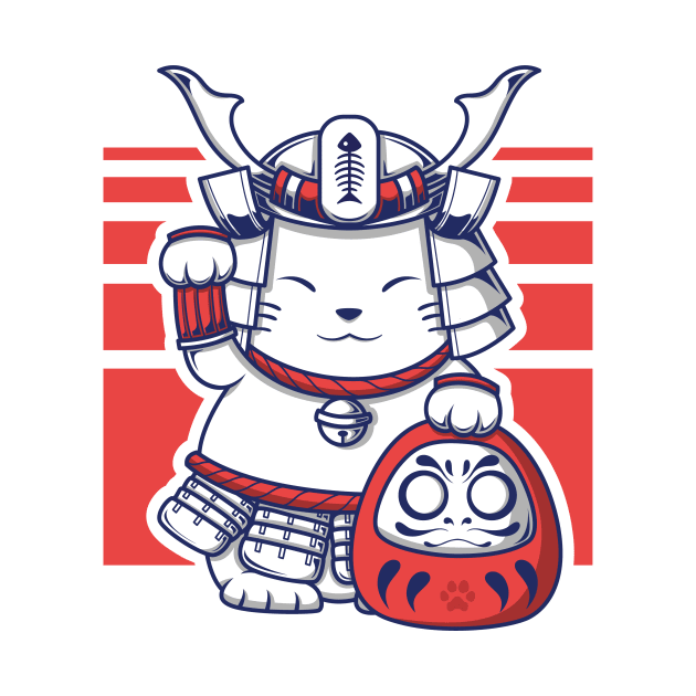 maneki neko lucky cat with daruma illustration by Spes.id