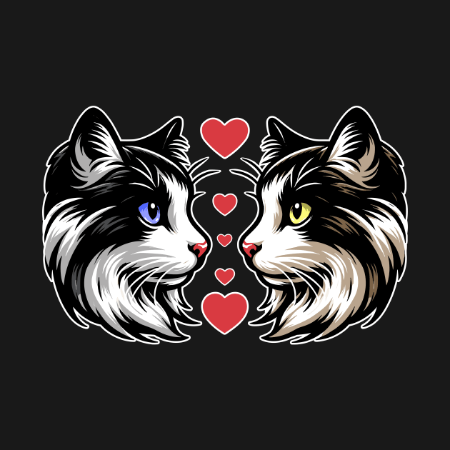 Cat Lovers Tee Shirt, Valentine Cats with Hearts, Cute Feline, Couple in love Graphic Tee, Pet Lovers Gift Idea by Cat In Orbit ®