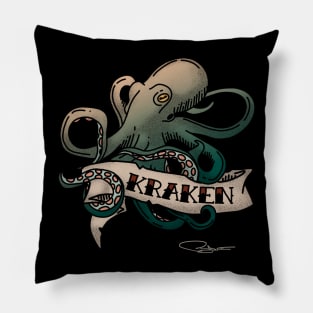 Kraken Tattoo Style Art Pillow