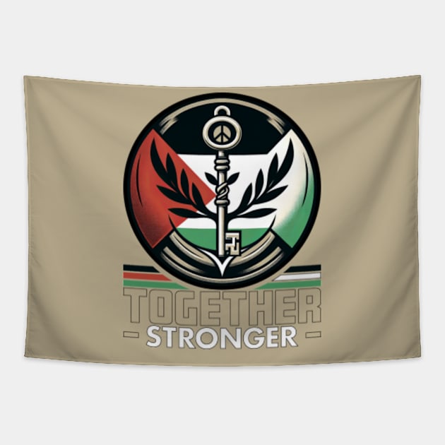 United for Peace - Together Stronger Palestine Tapestry by bobacks