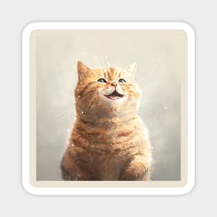 Realistic illustration of ginger fat cat Magnet