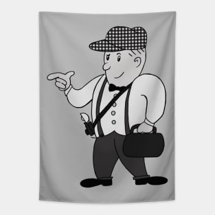 50s Inspired Mascot (Black&White) Tapestry