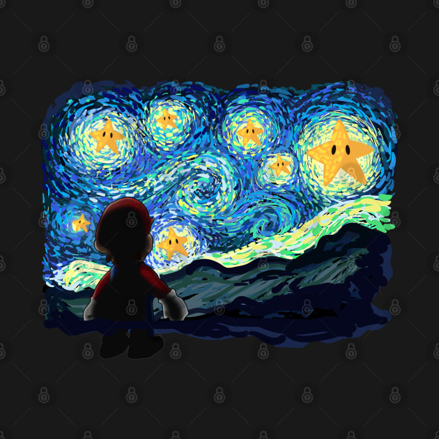 Discover An Original Starry Night Painting Gamer Parody - Starry Night - T-Shirt