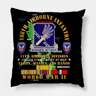 188th Airborne Infantry - The Philippines - WWII w PAC SVC X 300 Pillow