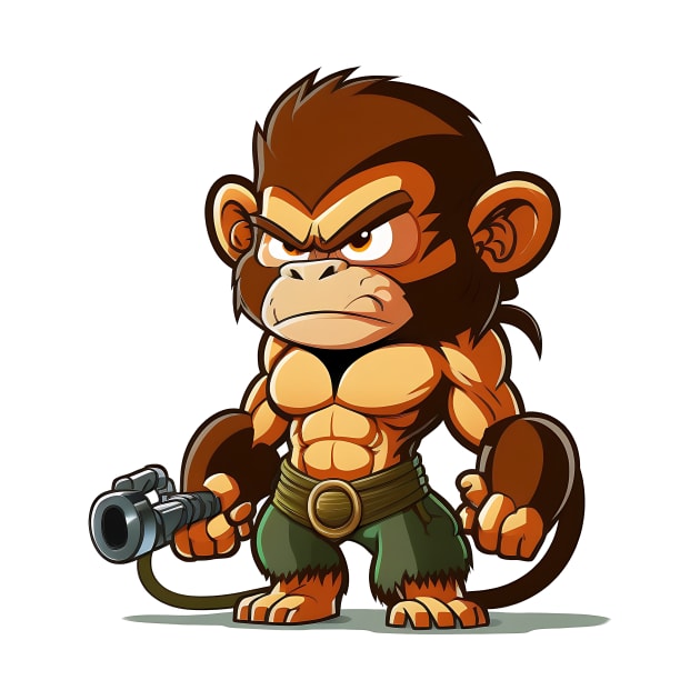 Armored Muscular Monkey Holding a Rifle by WalldeMar