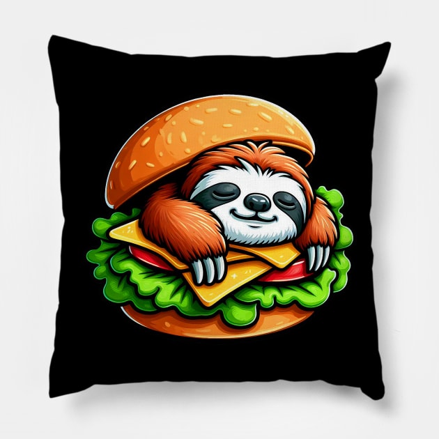 Sloth is Sleeping inside a Hamburger Pillow by Plushism