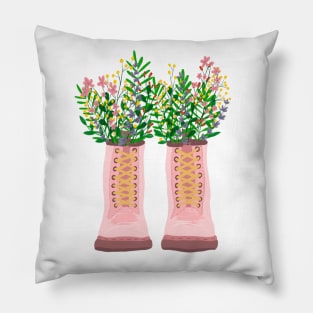 Flowers in my pink boots Pillow