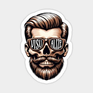 Skull With Beard And Glasses 'Visualize' Magnet