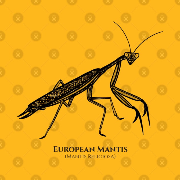 European Mantis design with Common and Scientific Names by Green Paladin