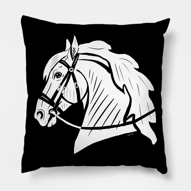 White horse head Pillow by Shyflyer