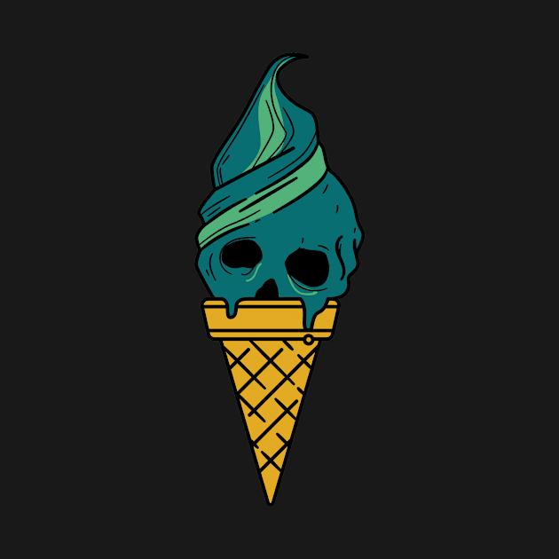 Ice Cream Cone with a Skull Face by 4ntler