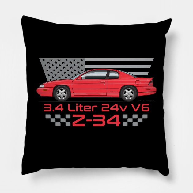 Red Z34 Pillow by ArtOnWheels