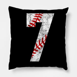 Vintage #7 Baseball Laces Baseball Mom Jersey Love Baseball 7th Birthday T-shirt Pillow