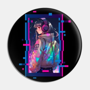 Cyber Futuristic Girl - Anime Shirt Pin