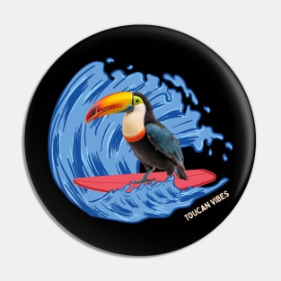 Toucan Vibes Beach Waves Summer Vacation Surfing Toucan Bird Pin