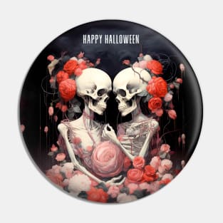 Happy Halloween: Halloween Skeletons in Love Pin