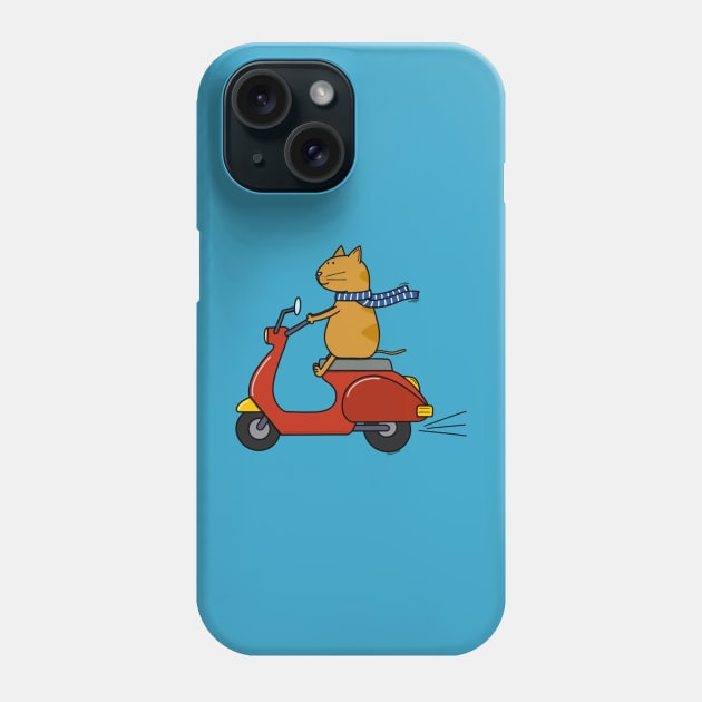 Cat on a scooter Phone Case by Coconut Moe Illustrations