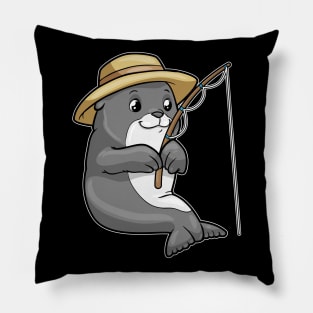 Seal at Fishing with Fishing rod & Hat Pillow