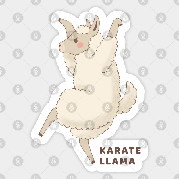 Cute Karate Llama Drawing Whimsical Autocollant Teepublic Fr
