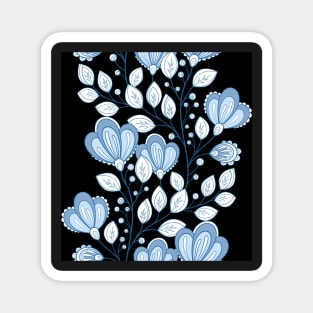 Colored Striped Pattern with Vintage Floral Motifs Magnet