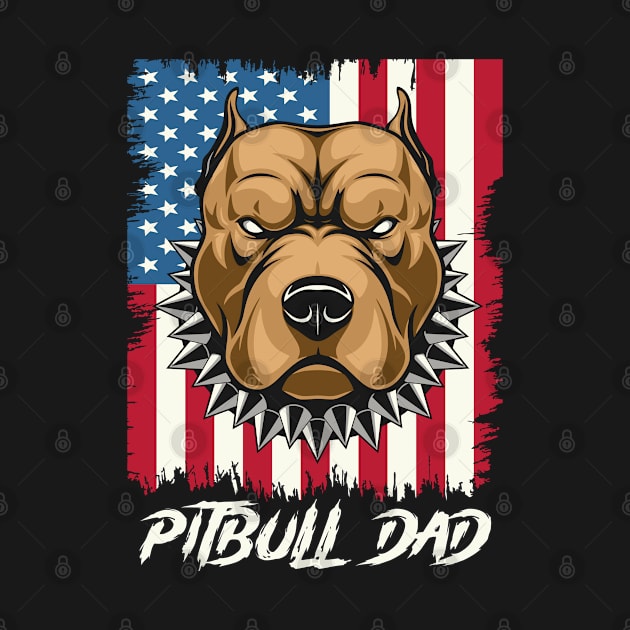 Pitbull Dad American Flag Patriot Fathers Day 4th Of July USA Flag Dog best Gift by beardline