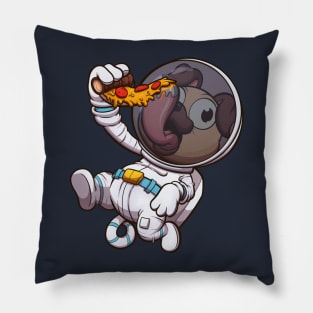 Astronaut Pug Eating Pizza Slice Pillow