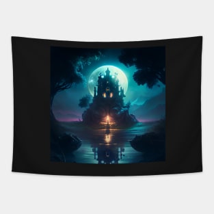 Full Moon over Lake Muse Tapestry