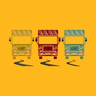 Yellow Red Green truck art motif illustration with paisley design pattern T-Shirt