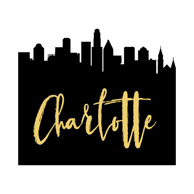 CHARLOTTE NORTH CAROLINA DESIGNER SILHOUETTE SKYLINE ART by deificusArt