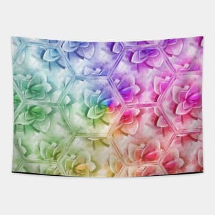 Pastel Succulents Ombre Rainbow Tapestry