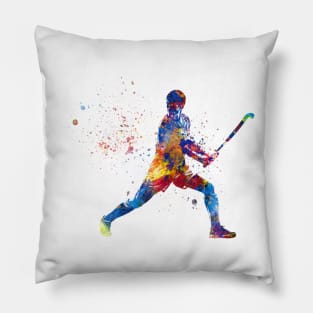 watercolor field hockey Pillow