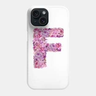 Pink Floral Letter F Phone Case