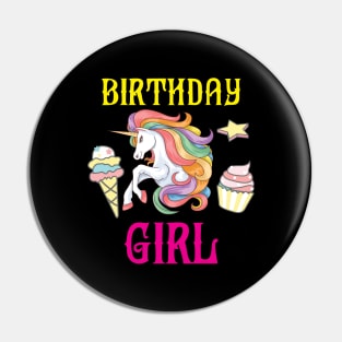 Birthday Girl Unicorn Lovers Gift Idea Pin