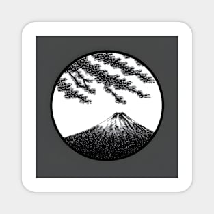 Mount Fuji and tree in the foreground. Magnet