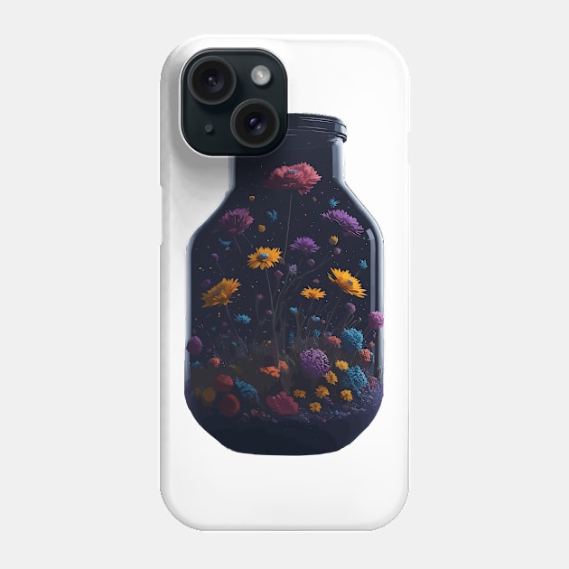 Cosmic Flowers in a Mason Jar Phone Case by Yolanda.Kafatos