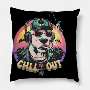 Urban Style Dog Wearing Headphones Pillow