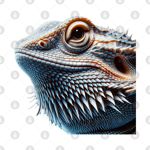 Bearded Dragon Headshot - Blueish White by GraySkullMarketPlace