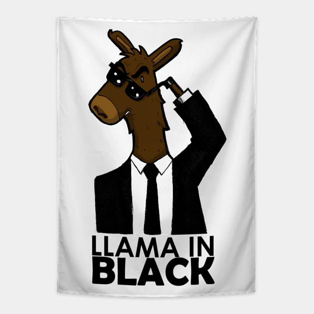 Llama in black Tapestry by HarlinDesign