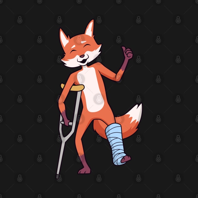 On crutches - cartoon fox by Modern Medieval Design