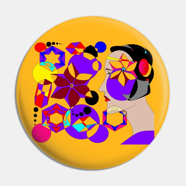 Abstract Lady with Shapes Pin by YudyisJudy