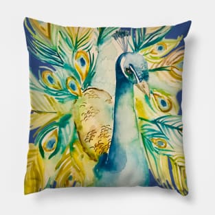 Stunning Watercolor Peacock Pillow